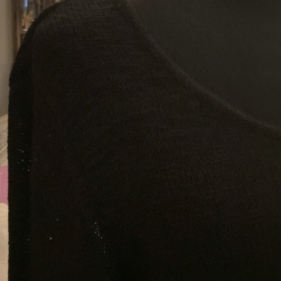 PeterNygard black thick sweater mini dress/top cuffed sleeved.sheer layer at end - Picture 3 of 8